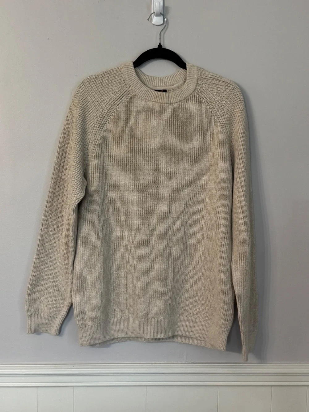 Quince Men's 100% Organic Cotton Ribbed Stitch Crewneck Speckled Beige Sz L NWT